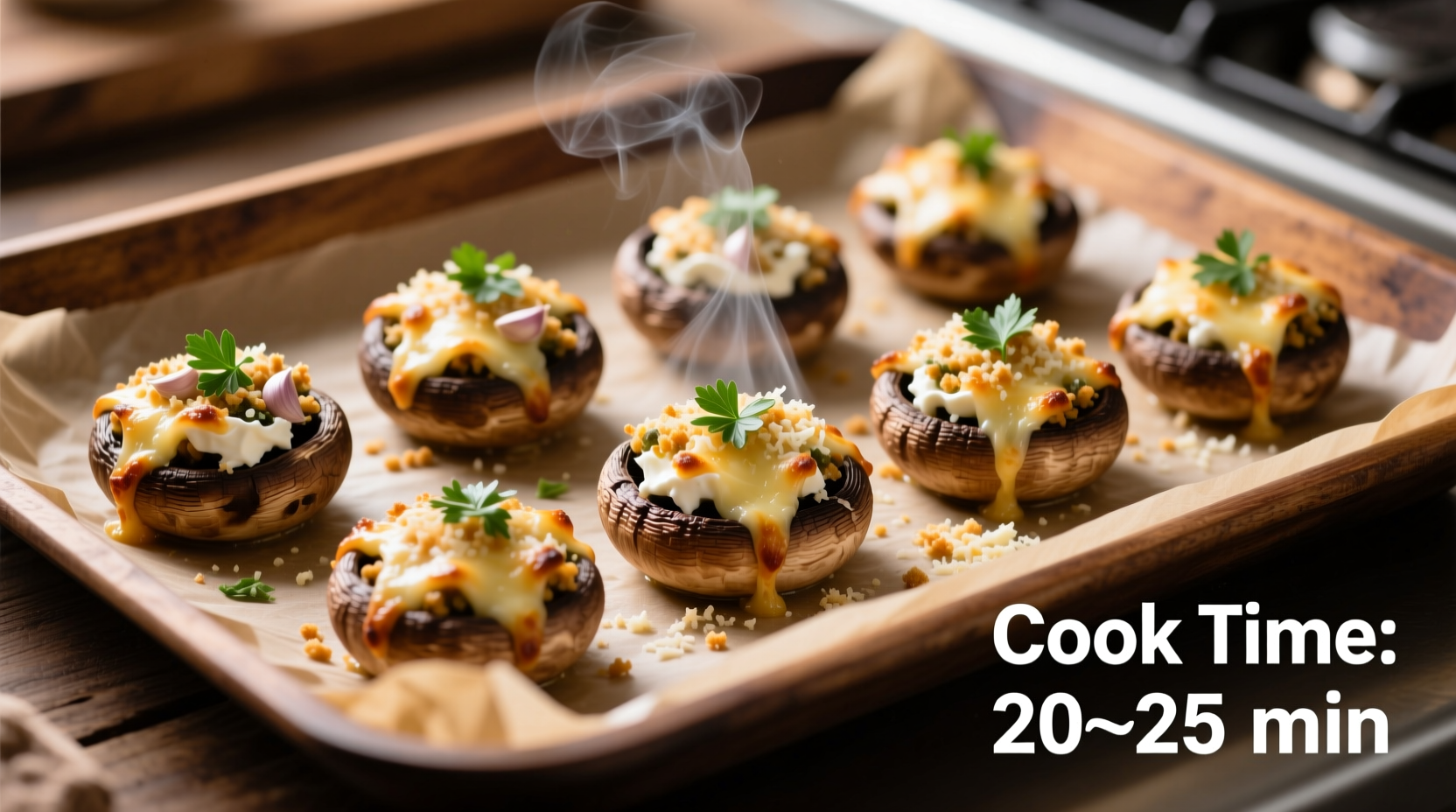how long to cook stuffed mushrooms