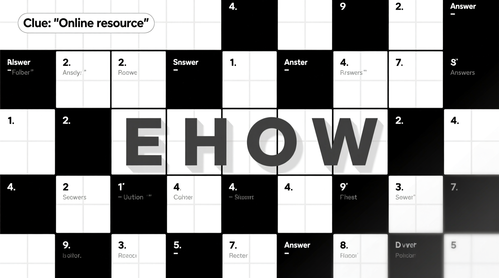 Crossword grid showing EHOW solution