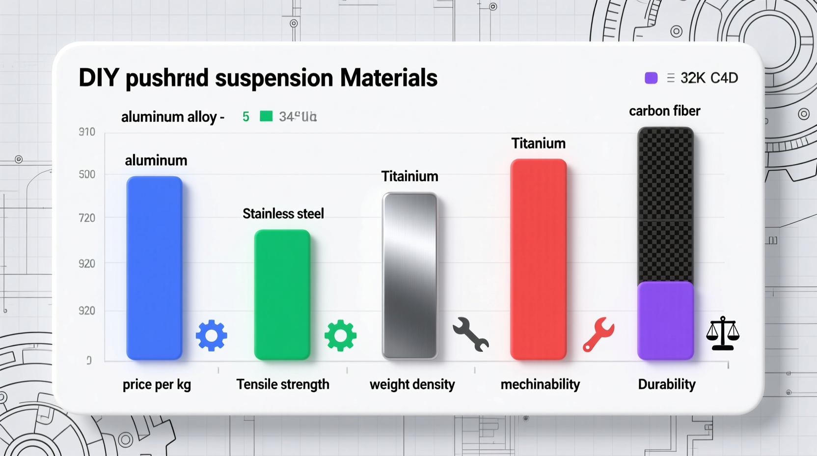 Cost comparison chart for DIY pushrod suspension materials