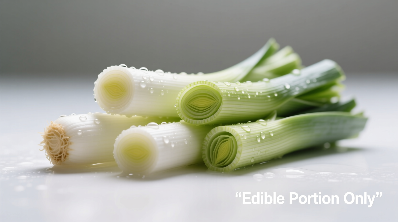 Properly cleaned leek sections showing edible portions