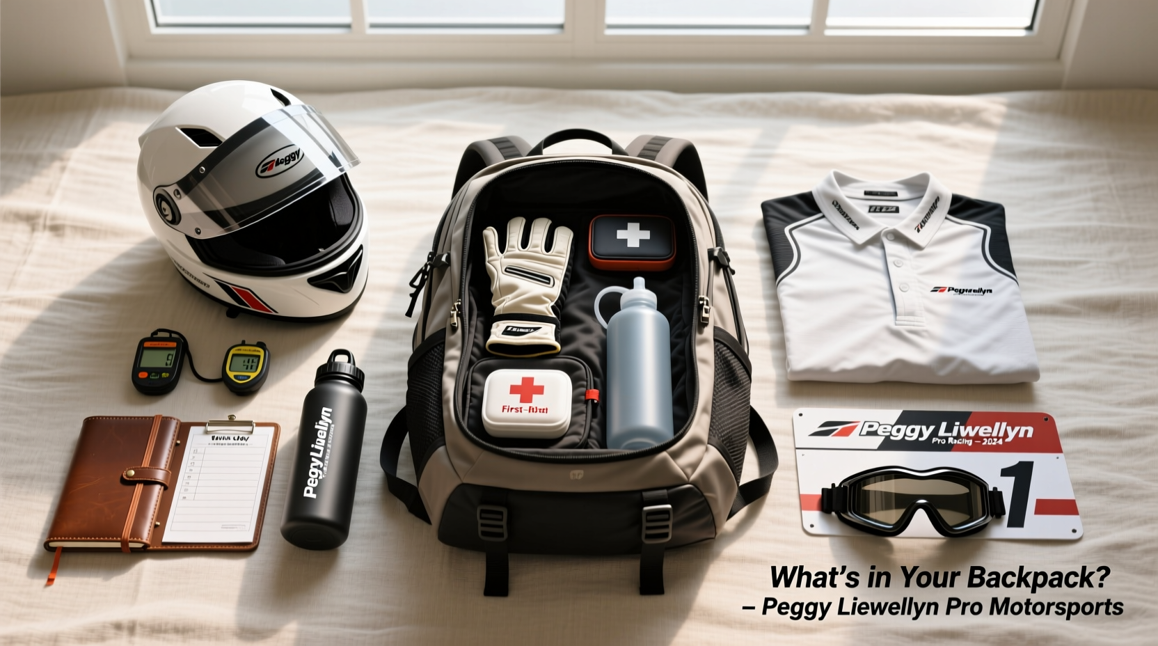 What’s in Your Backpack: Peggy Llewellyn Pro Motorsports Racer Gear Guide