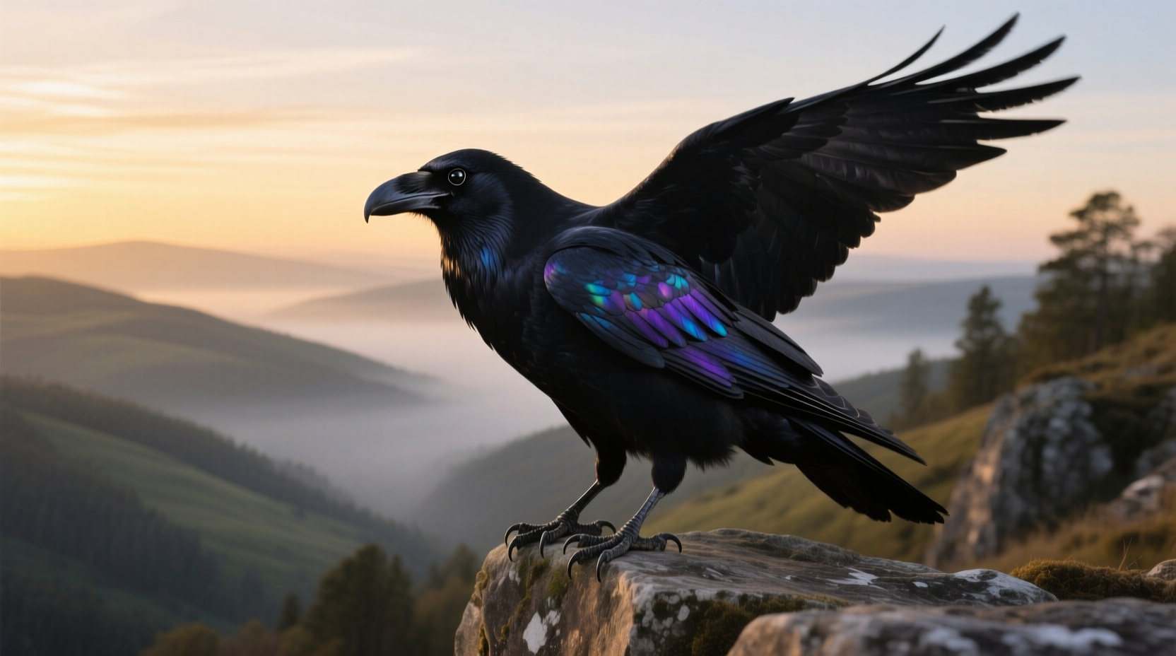 a neat bird with the darkest feathers in the valley