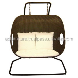 Poly Rattan couple swing chair