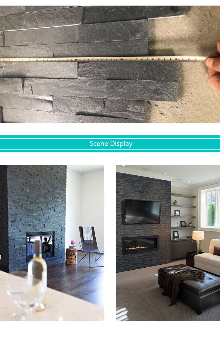 Samistone Wall Cladding Black Slate Stone Wholesale Culture Stone For Wall