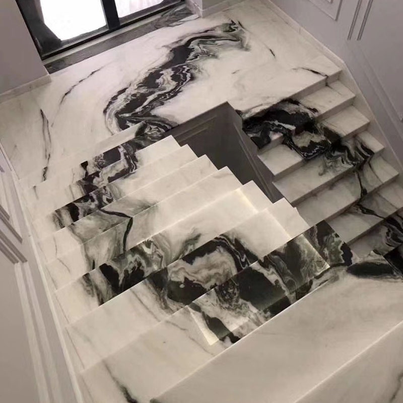 熊猫白大理石平板名称白大理石瓷砖地板楼梯低价别墅项目