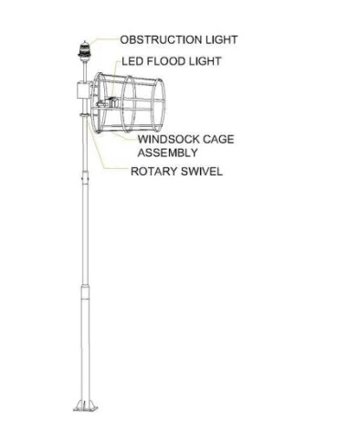 Heliport Solar Wind Code, ICAO Helipad Wind Sock Airfield Wind Indicator with Obstruction Light