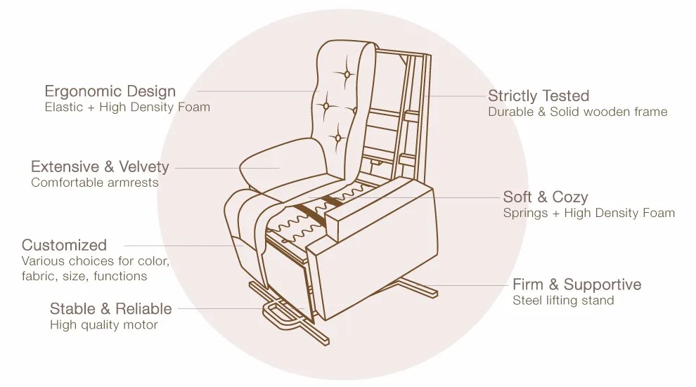 Elderly Single Seat Sofa Electric Lift Recliner Sofa