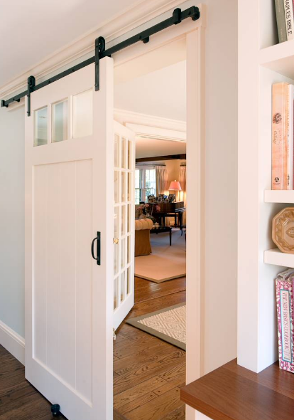 Modern T Design 3-Panel Half Glass Solid Wood Interior Barn Door Slabs With Sliding Door Hardware