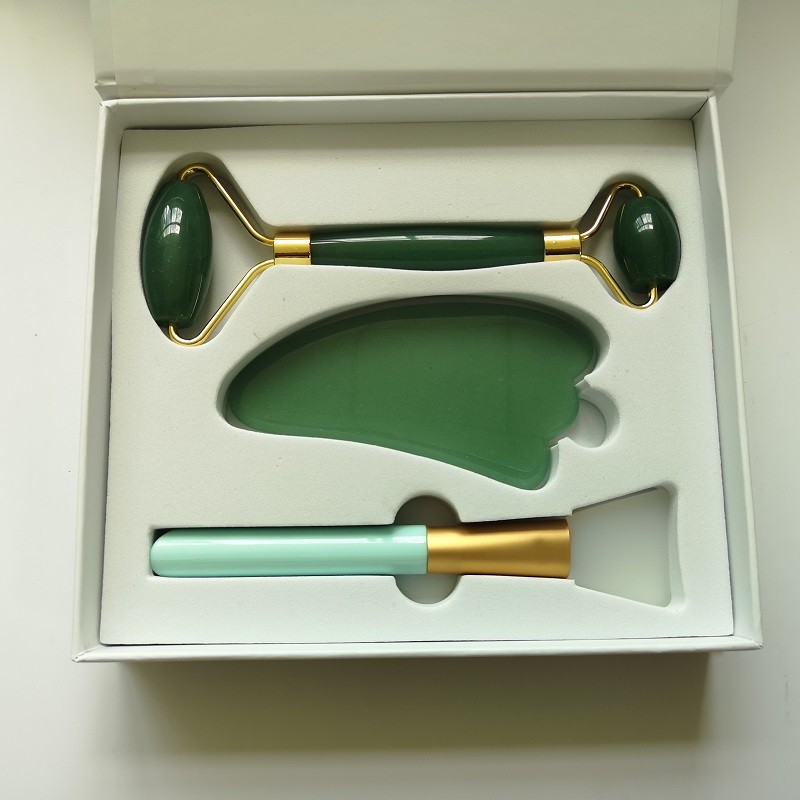 jade roller 面部按摩器一体化金属框架增强手柄高级玉石 - buy jade