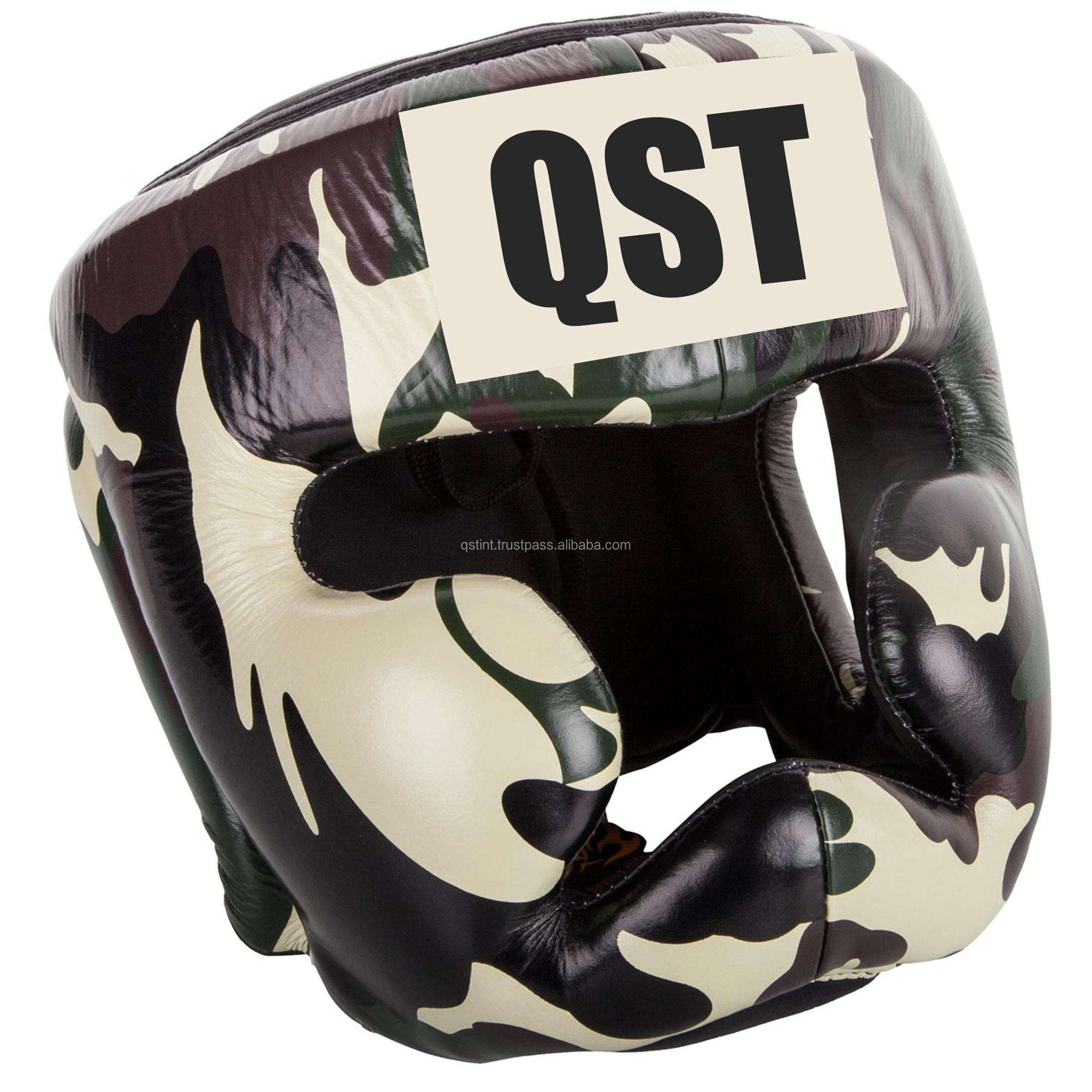 新到货pro风格拳击头盔用真正的老式皮革头盔