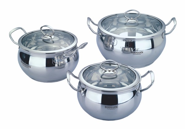 Perla, Set Pentole 3 Pezzi, Padella, Tegae e Casseruola da 24 c in