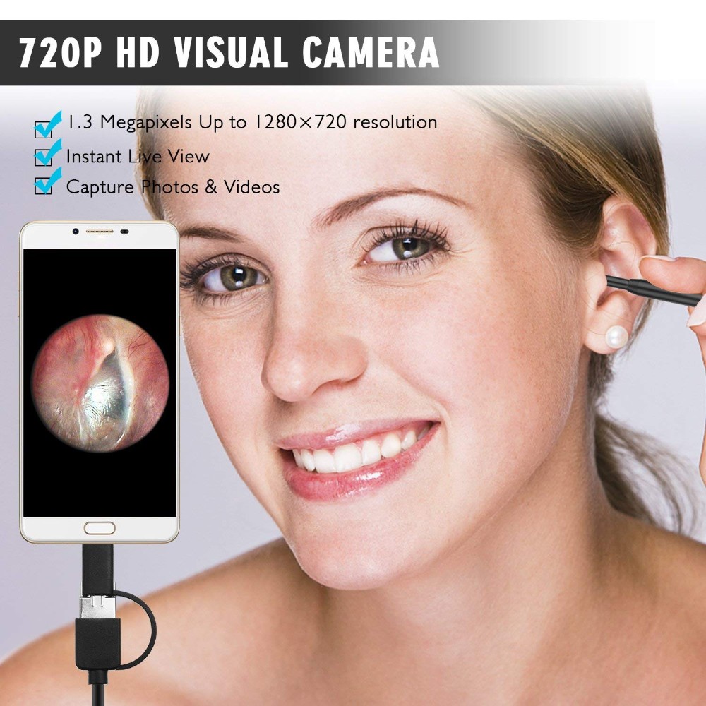 i98-30 3 合 1 usb 耳朵清洁内窥镜高清可视耳勺耳机与迷你相机