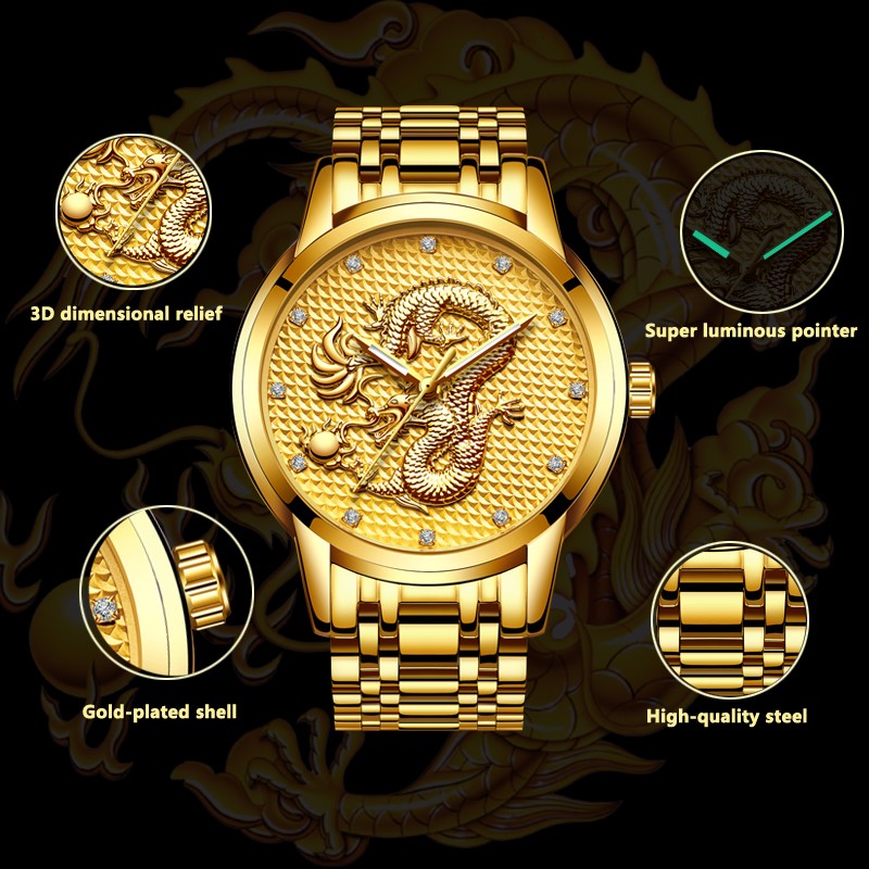 Orologio Automatico Uomo Drago 3D - Quadrante Grande 50mm Impermeabile Sportivo - 2
