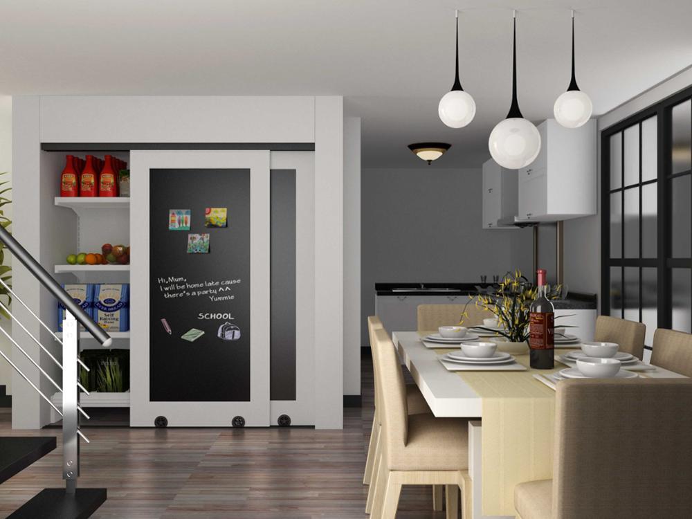 Chalkboard sliding barn door Double bypass sliding door for closet