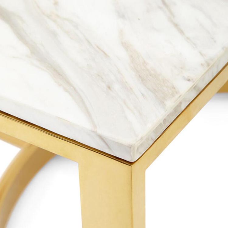 Living Room Furniture Design Iron Leg and Stainless Steel Frame Artificial Marble Tea Coffee Table