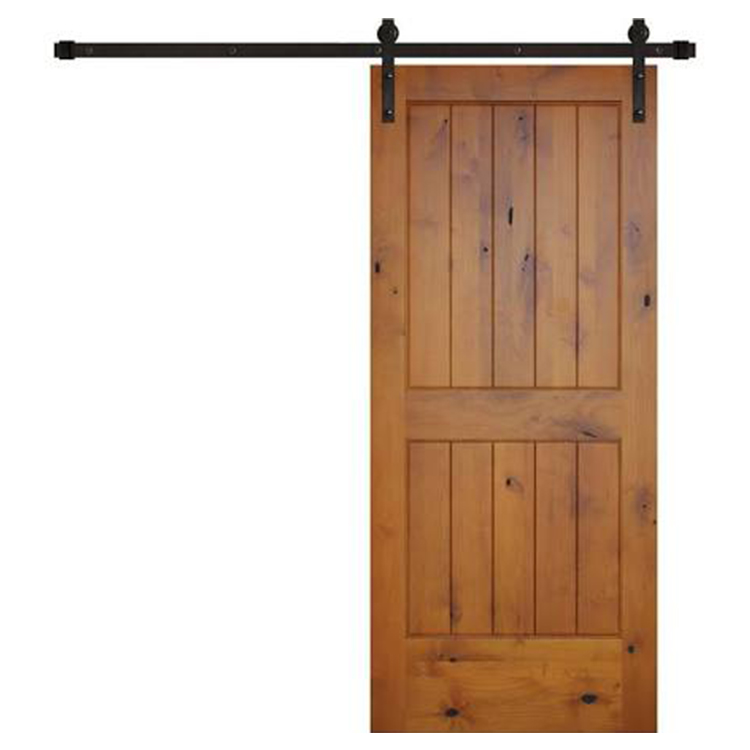 Rustic Style One Panel Knotty Alder Stained Solid Wood Interior Slab Barn Door Panels