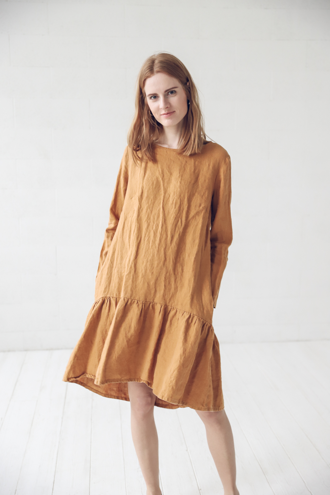 优雅柔软亚麻女士连衣裙,高品质亚麻连衣裙,派对休闲时尚连衣裙