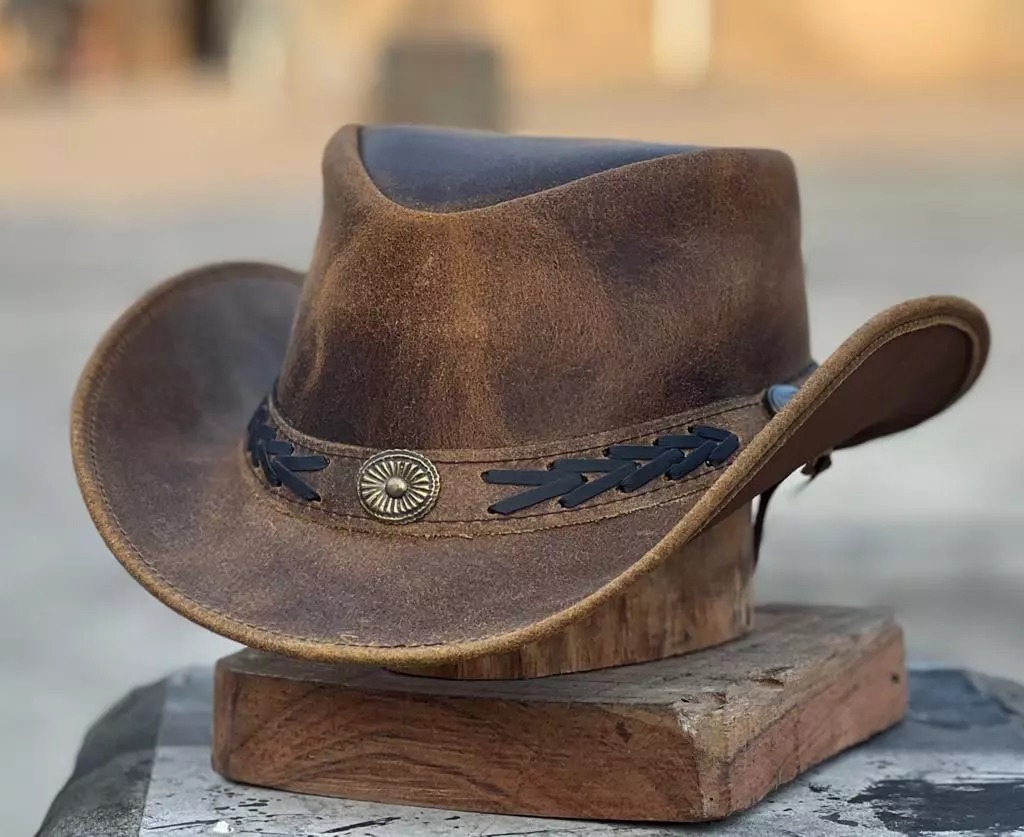 Cracker Finish Brown Leather Cowboy Hats Manufacturer, Exporter and supplier From Pakistan Casual Hats Traveling Hats Expensive