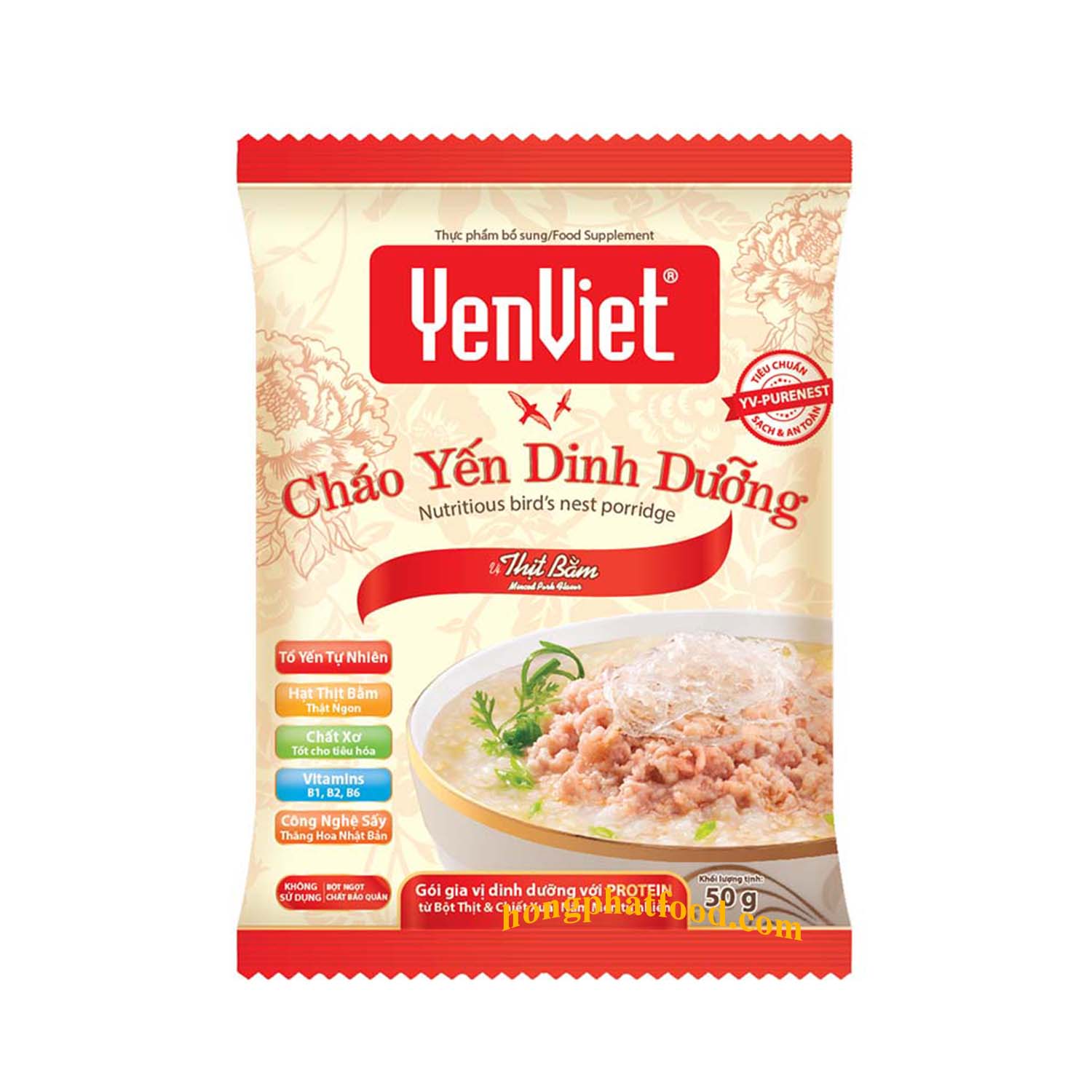 Top rate ready to eat Yen Viet Minced Porks Instant Porridge 50gx30bags Vietnam Edible Freeze Dried instant Rice soups Delicious