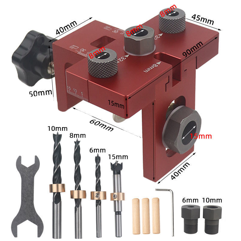 Source factory Precision Cam Jig 3 In 1 Dowelling Jig Master Kit Wood Hole Drilling Guide Woodworking Position For Diy Wood Working Plastic