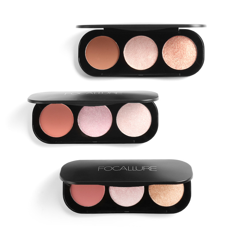 FOCALLURE FA26 Trio румяна на dan хайлайтер и контурная палитра