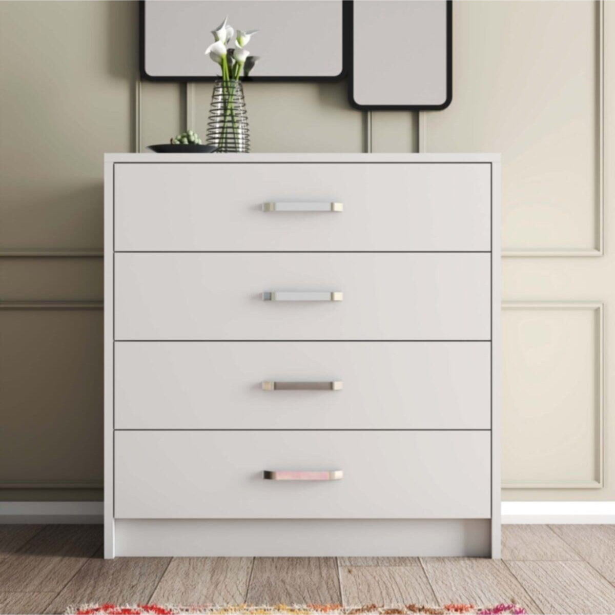 AFOSSA Dresser for Bedroom with 4 drawers European Dresser for Closet Living Room Cabinet Furniture from Turkey Chest of Drawers