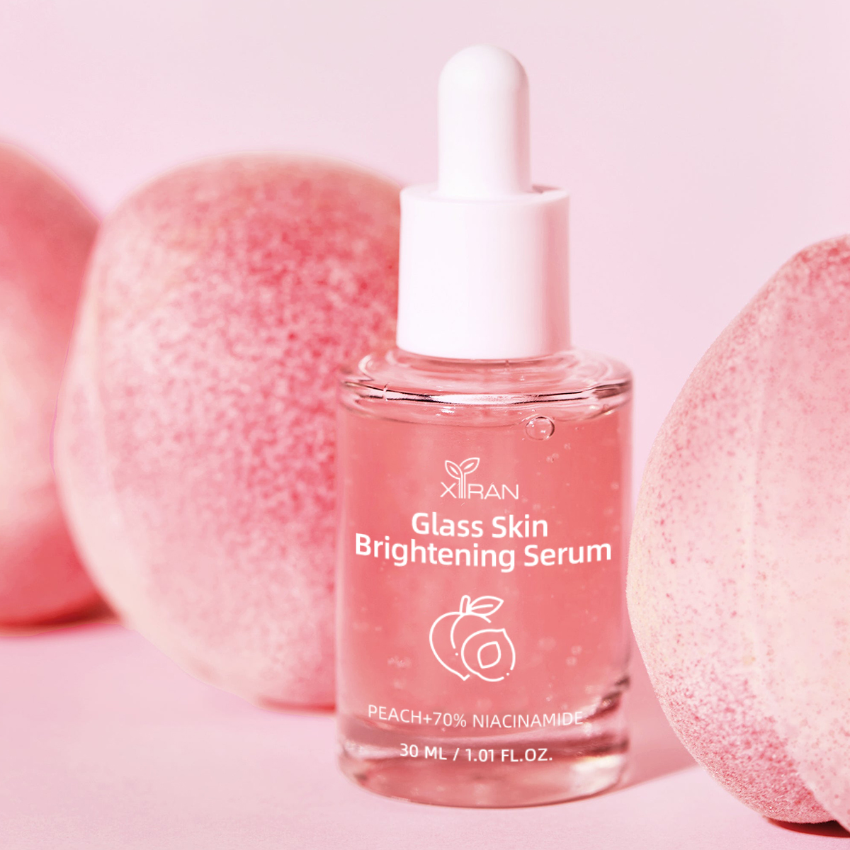 Private Label Korean Glass Skin Hydrating Brightening Face Serum Peach 70% Niacinamide Serum for Uneven Skin Tone