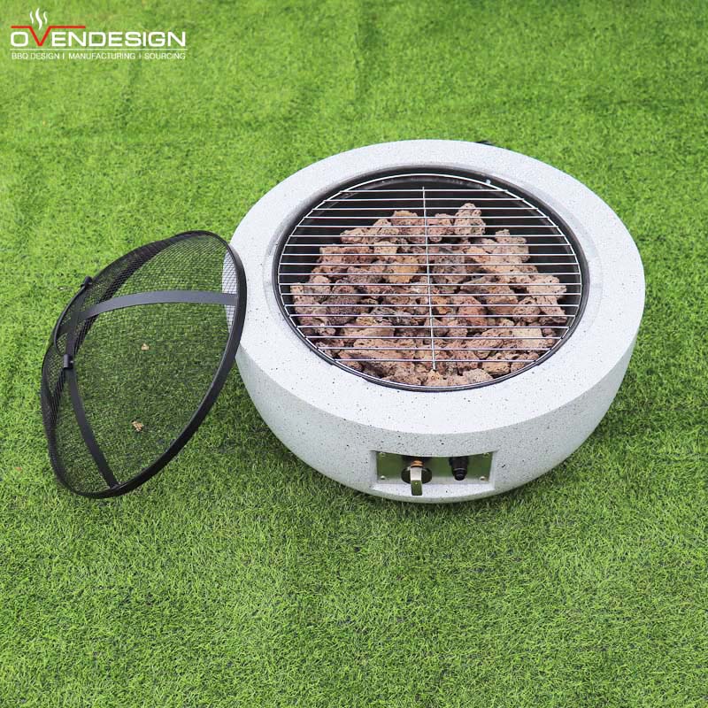 Outdoor Portable Gas Type Pumice Stones Round Fire Pit Lightweight Gas BBQ Grill For Sale