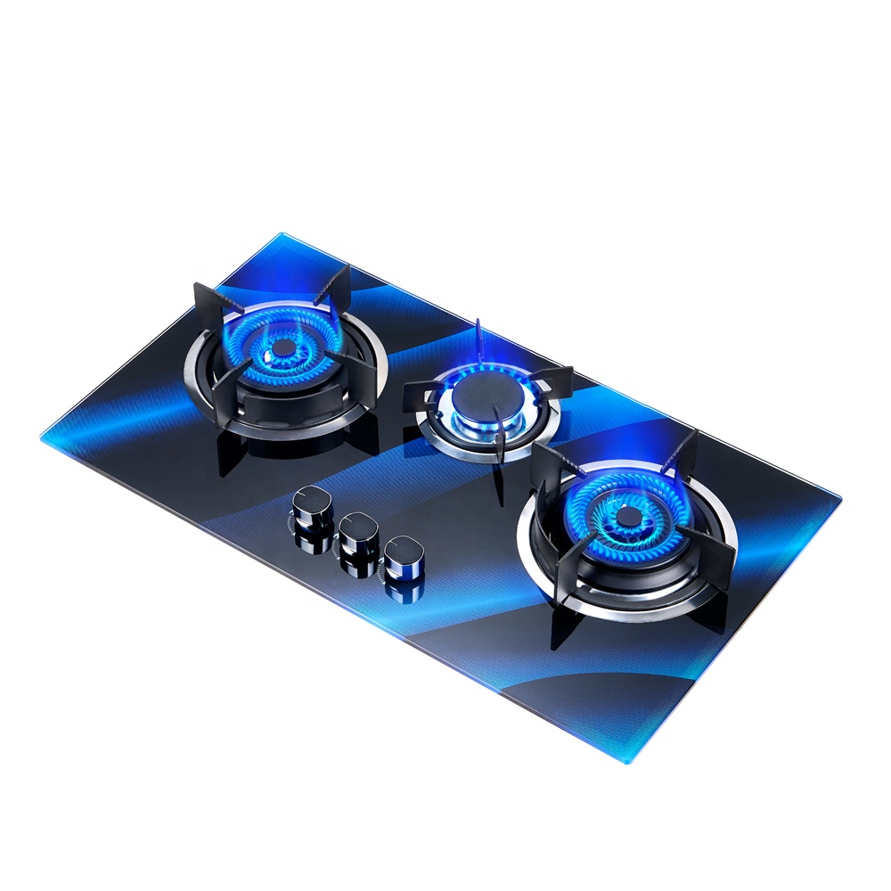 Professional Grade Ridax 3 Burner Built-In Gas Stove with Heavy-Duty Cast Iron Grates Nature Gas or LPG Conversion Kit Included