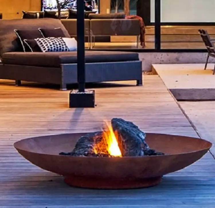 garden patio mild steel decorative fire bowl wood warming fireplace outside round corten metal fire pit