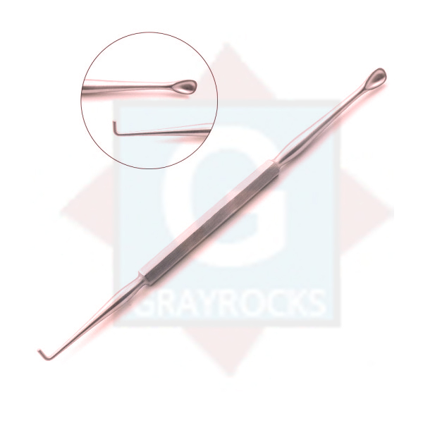 Gross Ear Hook and Spoon Stainless Steel Manual Essential Instruments for Ear Examination and Surgery