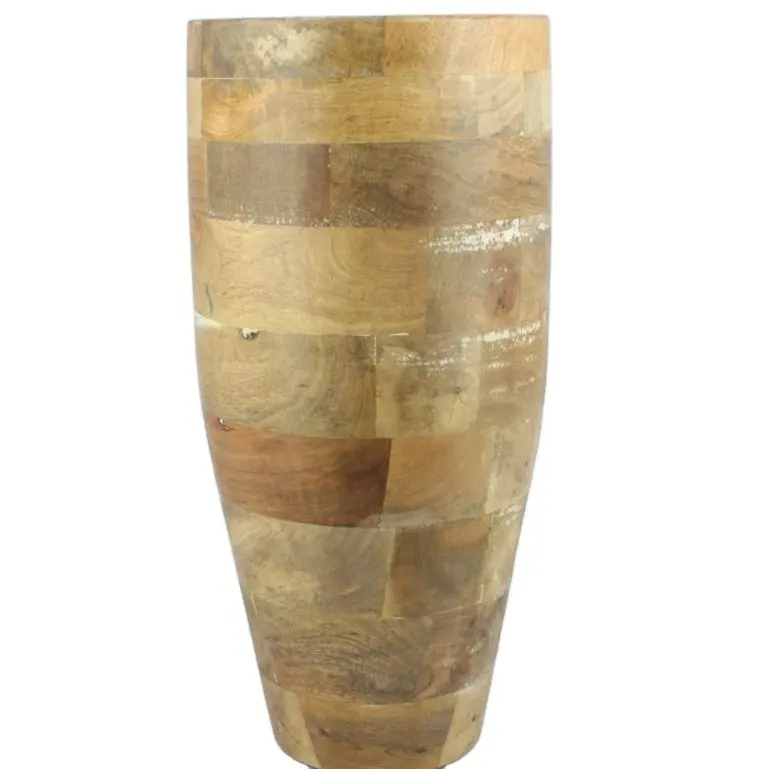 Natural Wooden Flower Vase For Home Decoration Sturdy Flower Pot Custom Finishes Decorative Supplies Ecological Item