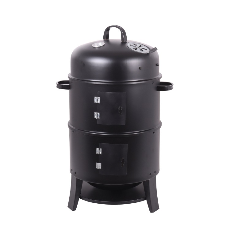 backyard meat smoker outdoor cooking 40cm 15inch 3 layers Steel Vertical Barrel smoker BBQ Charcoal Grill