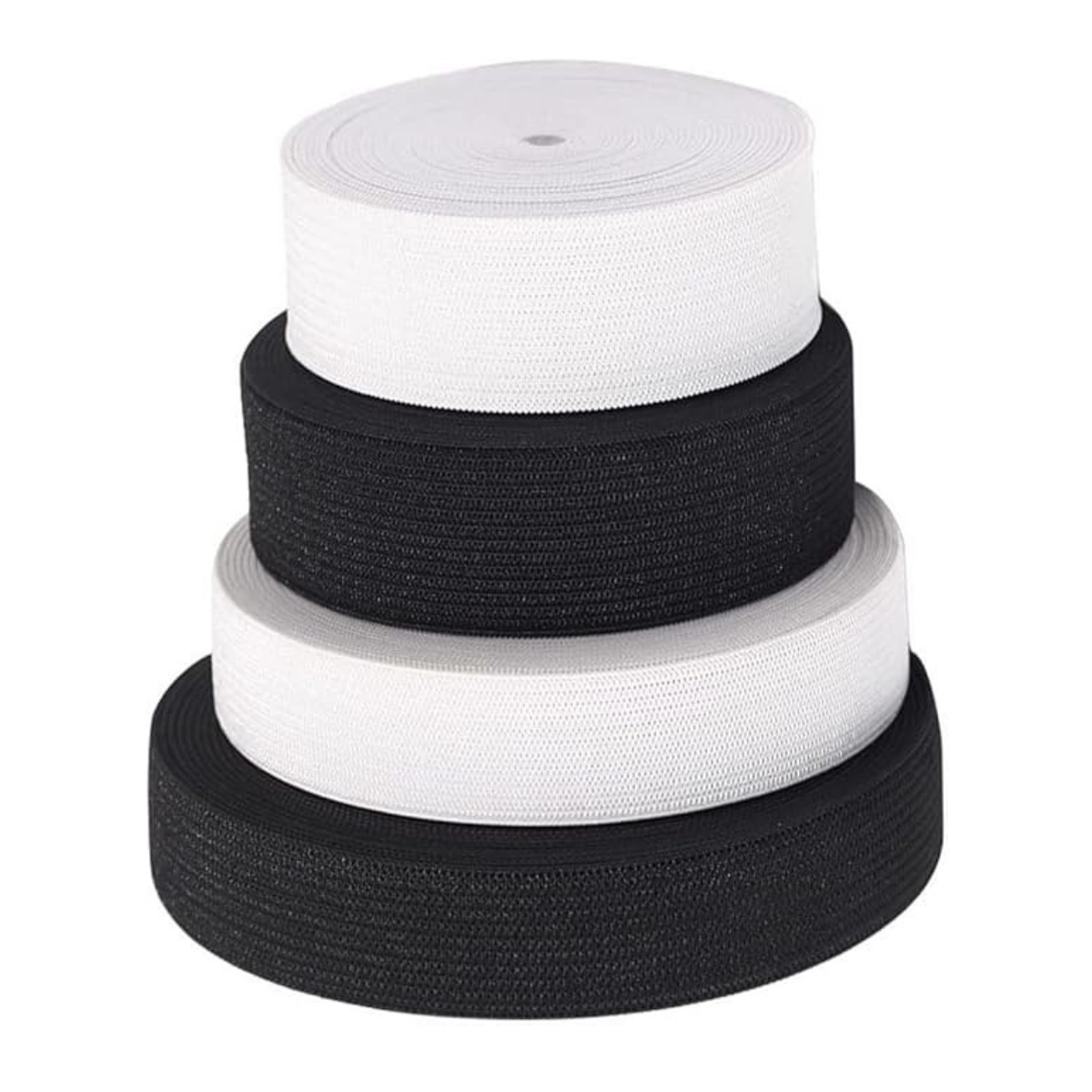 Professional Size 38mm Black/White Woven Elastic Webbing for Garment Production, Custom Orders Available