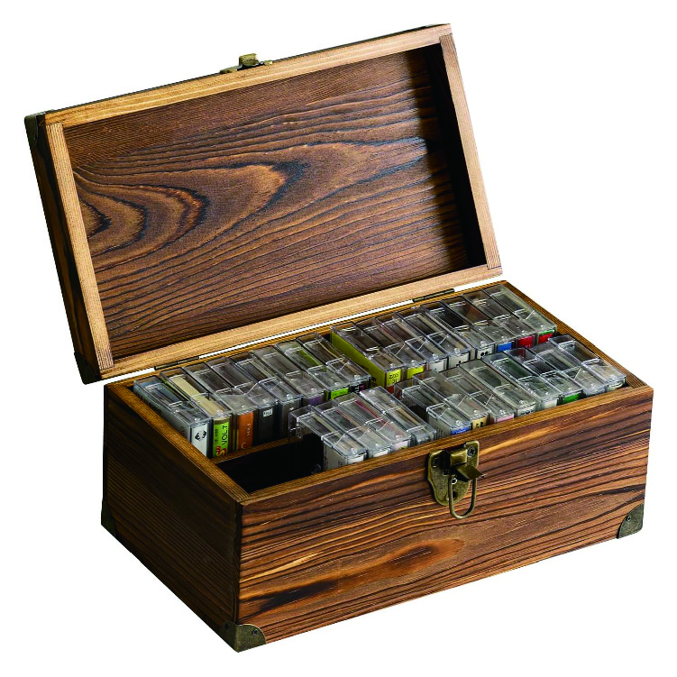 Dark Brown Retro Audio Cassette Tape Storage Box Handcrafted Wooden Crafts For Wall Signs Or Wooden Boxes