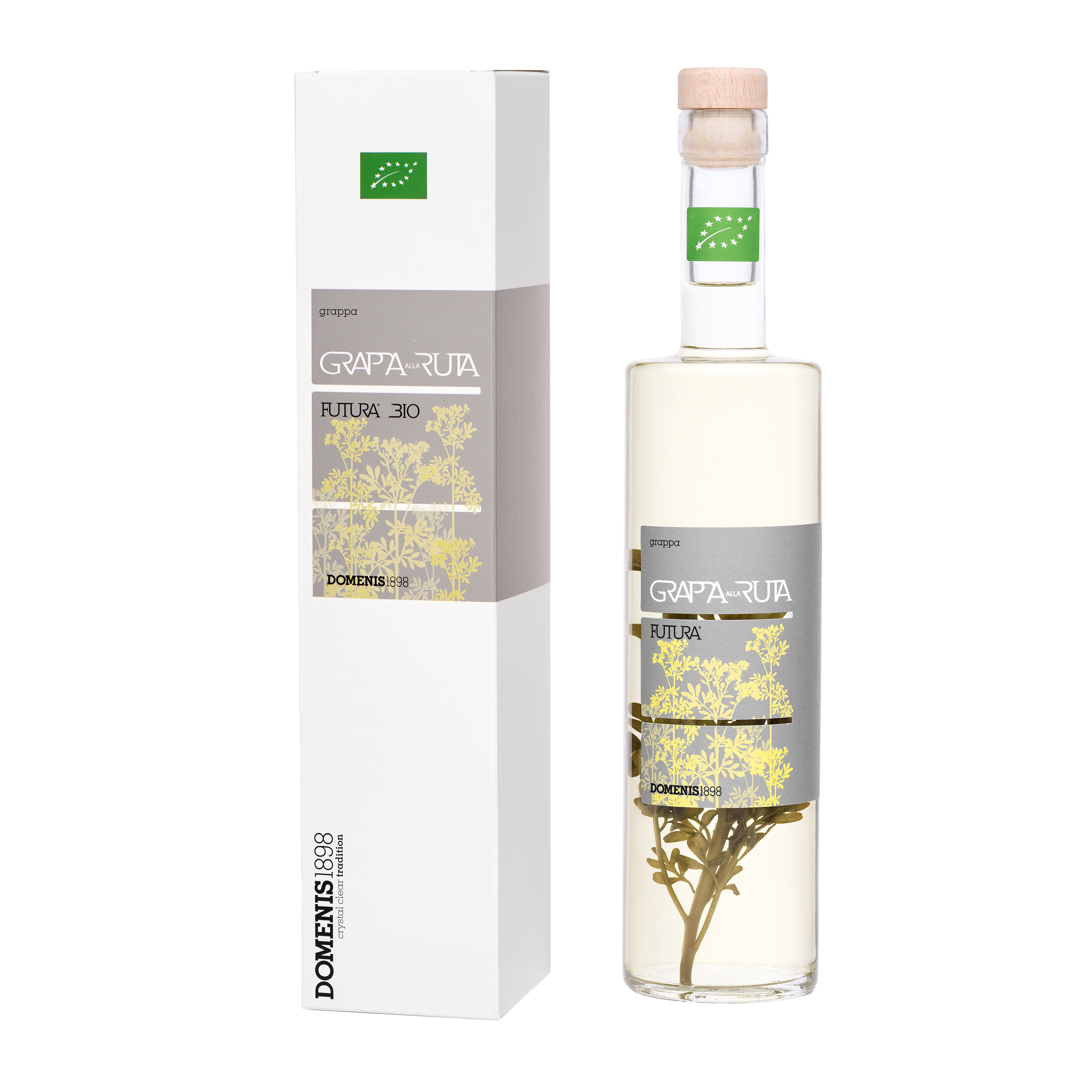 Премиум итальянская Органическая Футура био Grappa alla Ruta 50 cl стеклянная бутылка