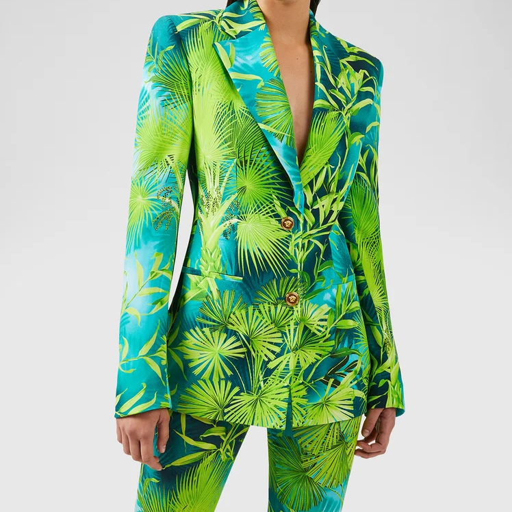New Trendy Women Suit 2 Pieces Allover Pattern Sublimation Fashion Formal Dress Pant Coat Tuxedo Suit For Ladies