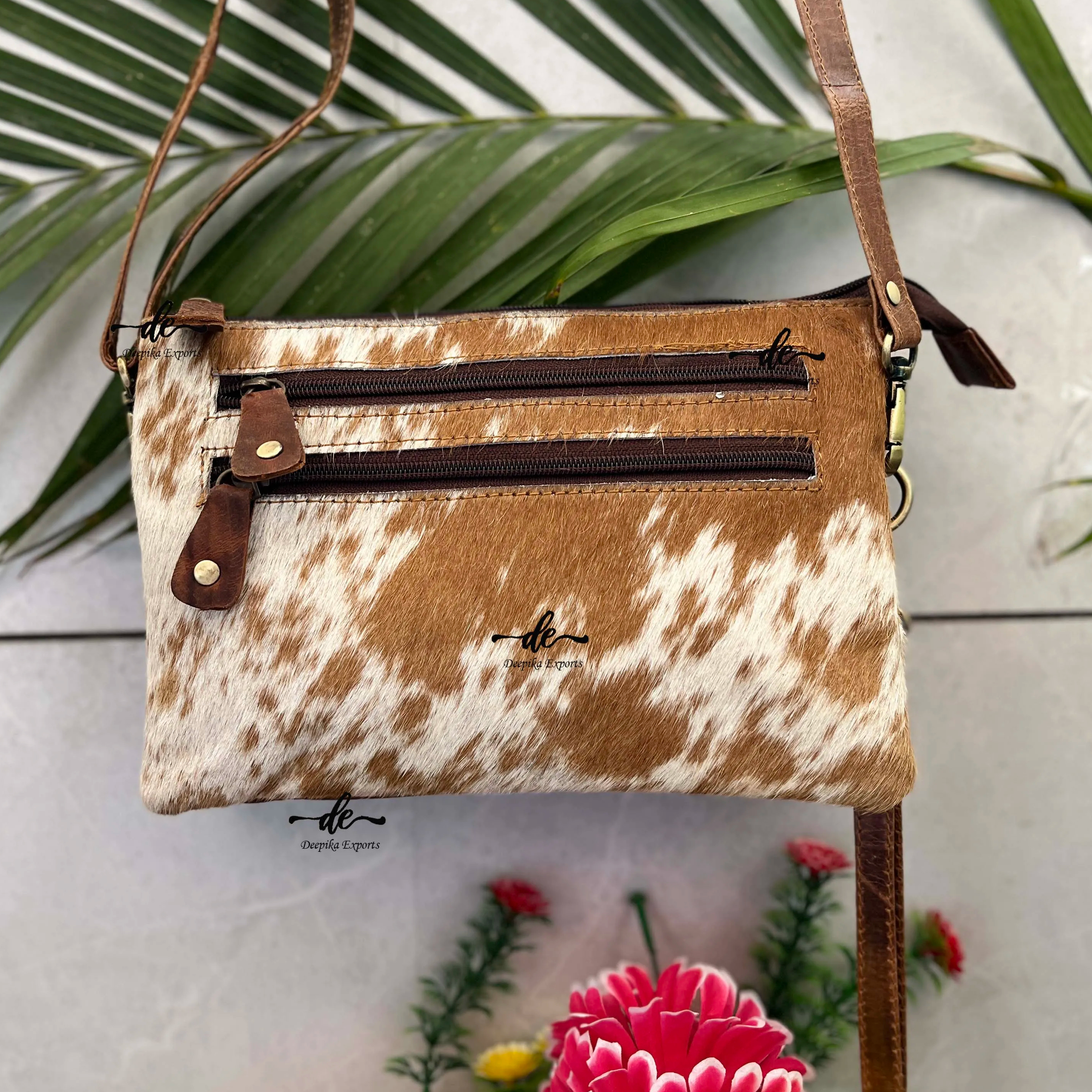 Natural Cowhide Fur Leather Handbag Western Style Crossbody Purse Women Multi Purpose Hot Sale Sling Handbag