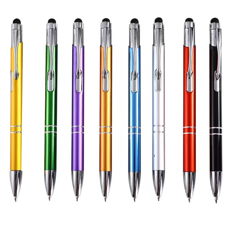 New Pen Promotional Custom 2 in 1 Metal Ball Pen Aluminum Touch Screen Logo Tablet Stylus Pen for gifts