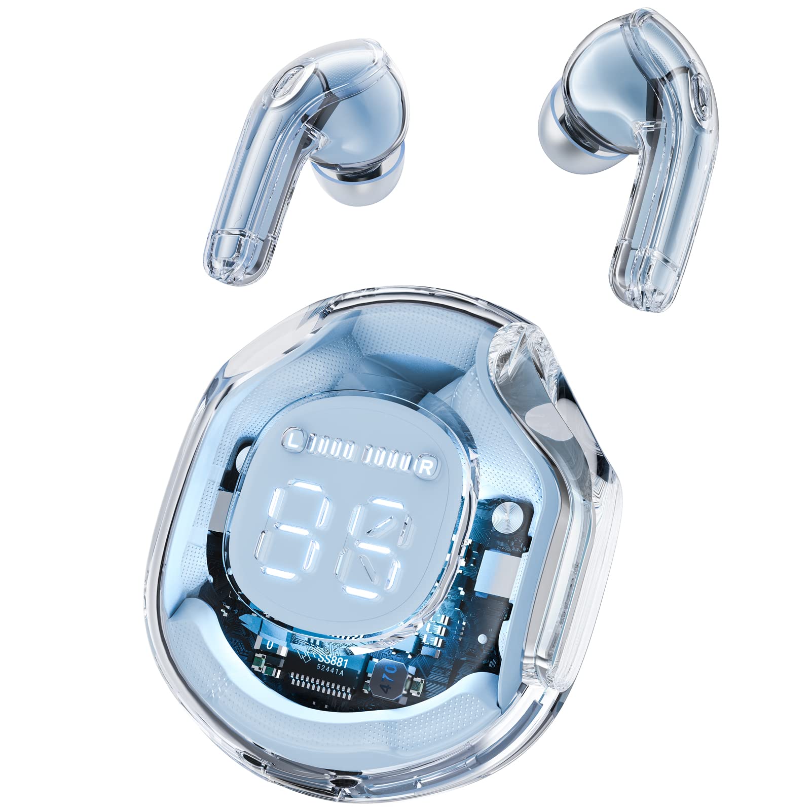 T8 ANC шумоподавляющие беспроводные Bluetooth-5,3 наушники Hi-Fi стерео наушники со светодиодным дисплеем мини-наушники-вкладыши с кристаллами