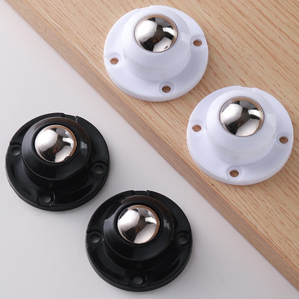 4 Pack Self Adhesive Stainless Steel Rollers Low Profile Swivel Furniture Caster Wheels