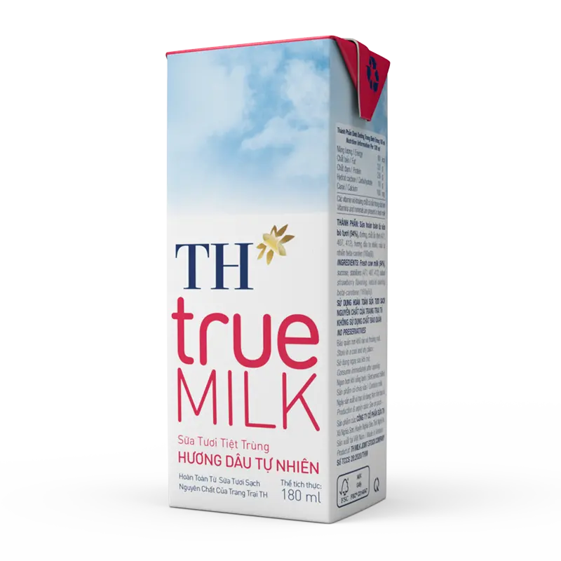 Vietnam Dairy Product TH True MILK - TH True Milk UHT Strawberry Flavor Fresh Milk 180ml For Children And Adults