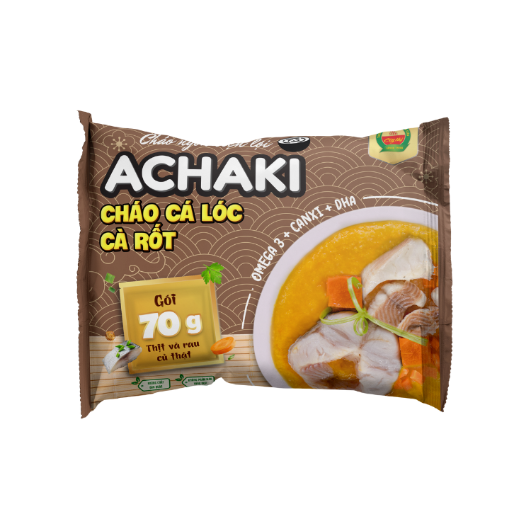 Вкусная каша Achaki Snakehead fish и морковь, свежие ингредиенты для младенцев, сделано в вьетнаме