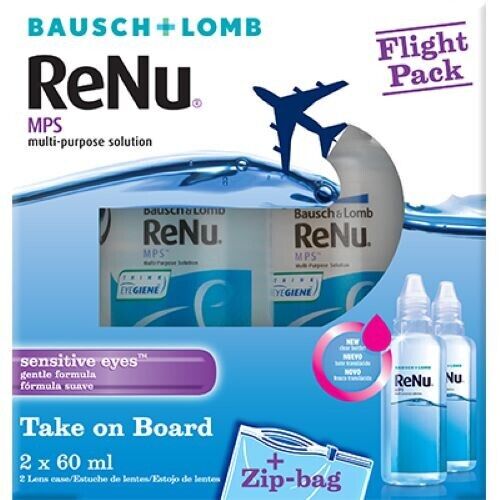 Bausch & Lomb ReNu MPS Multi-Purpose Contact Lens Solution - 2X60 ml Gentle Formula For Sensitive Eyes