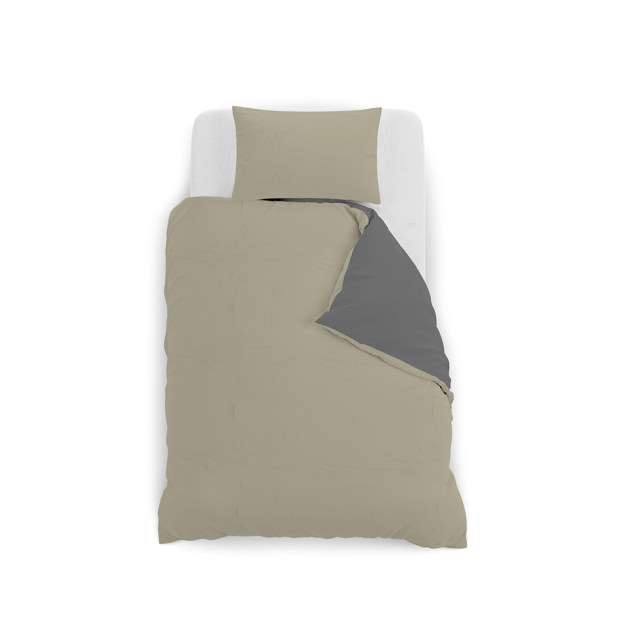 Made in Italy Natural Color Duvet cover with Doubleface Bag sheet and Pillowcase Cotton Small Double Dove Grey Dark grey