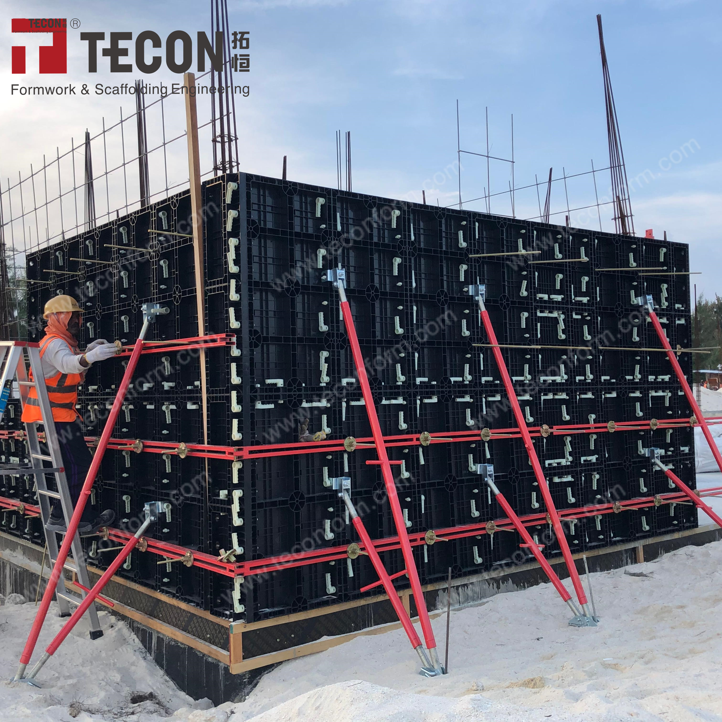 TECON Plastic Formwork Wall Slab Form System for Building Concrete Mold PVC Formwork for Concrete Structure TP60