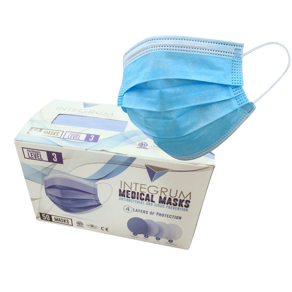 Medical Masks OZONE Class III Adult 4 Layers Blue/White Fluid Resistance ASTMF2100 Level 3 Medical Face Masks