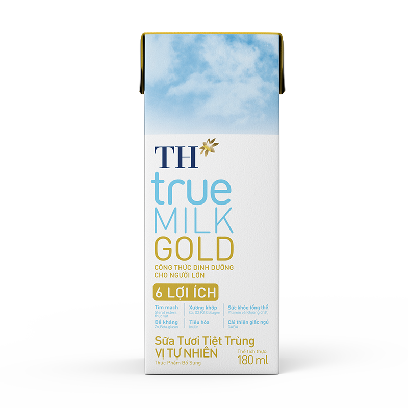 TH true MILK - UHT Pure Fresh Milk GOLD 180ml Sterilized Dairy Products Organic Whole Milk with 6 Months Shelf Life