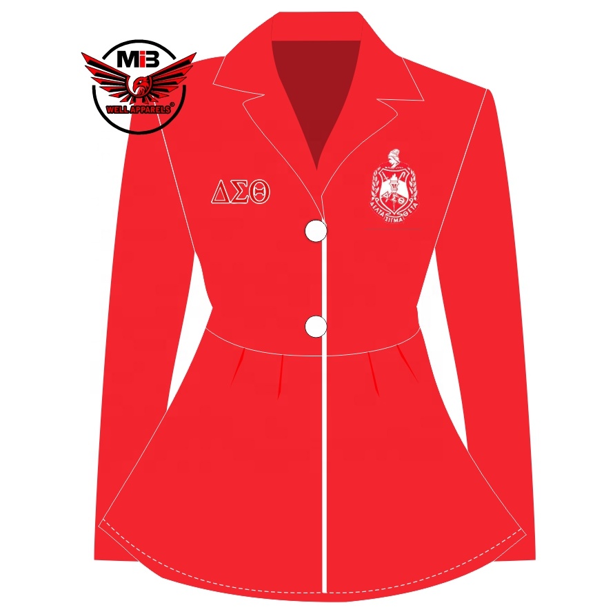 Женское саржевое пальто с баской Delta Sigma Theta sorority DST