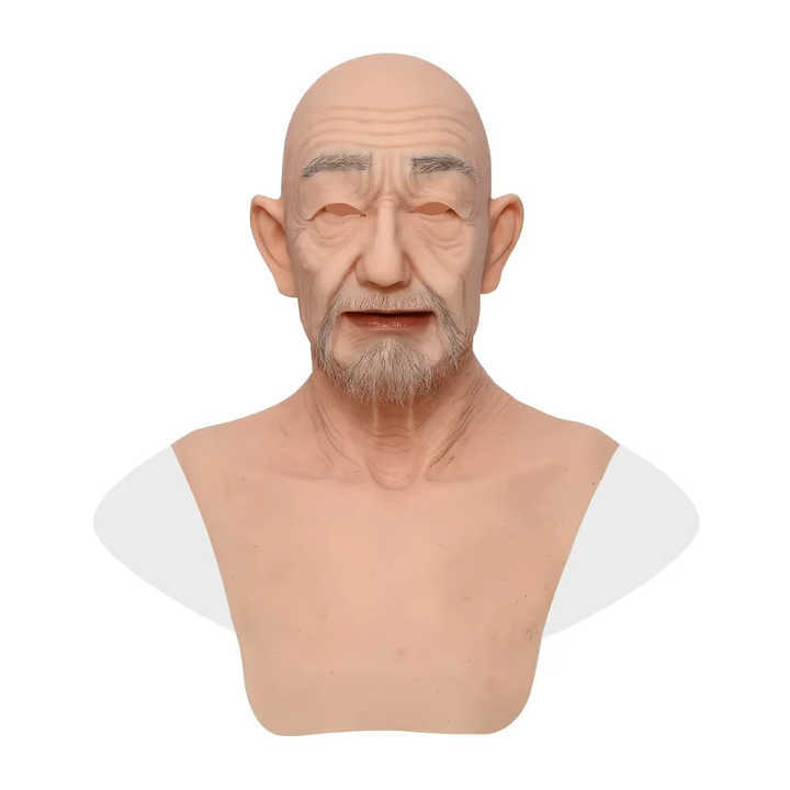 Silicone Party Masks Old Man Wrinkle Beard Silicone Mask Disguise Mask for Halloween Party Headgear
